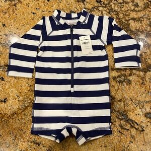 Hanna Andersson Navy and White Striped Kids Rashguard size 3-6 months